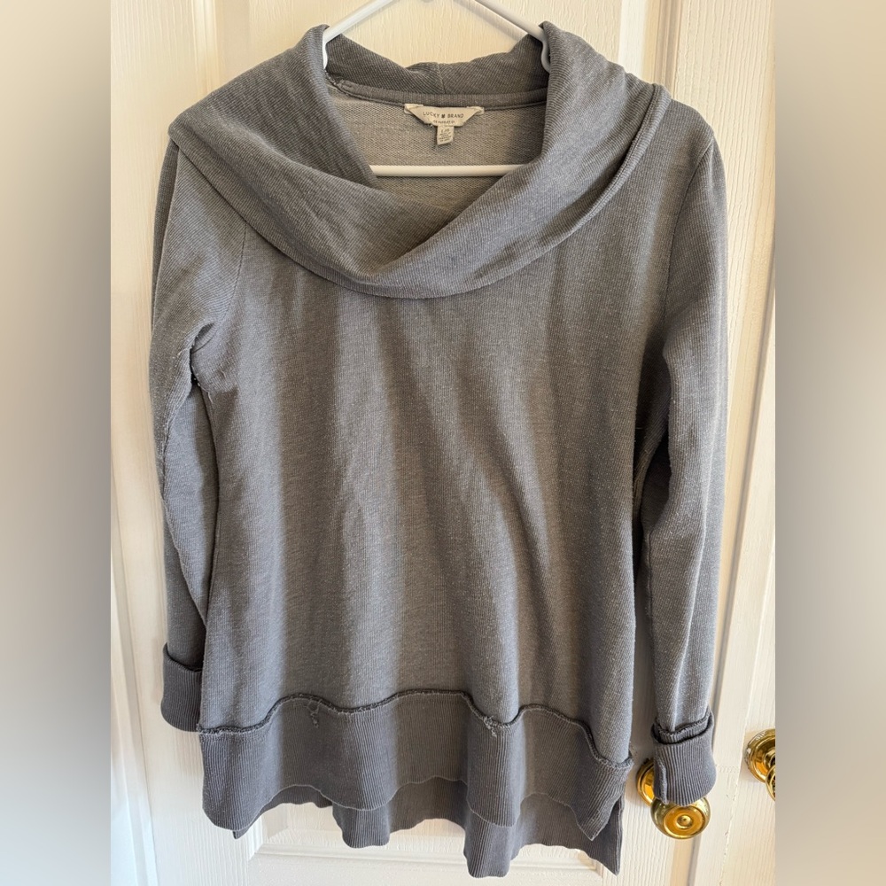 Lucky Brand Charcoal Cowl Neck Cotton/Poly